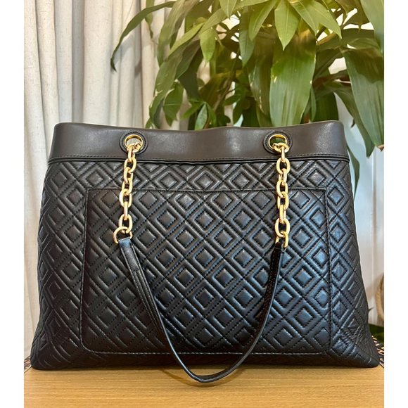 ♦️♦️ TORY BURCH AUTHENTIC BLACK LEATHER FLEMING/ALEXA HANDBAG ♦️♦️ - Picture 6 of 16